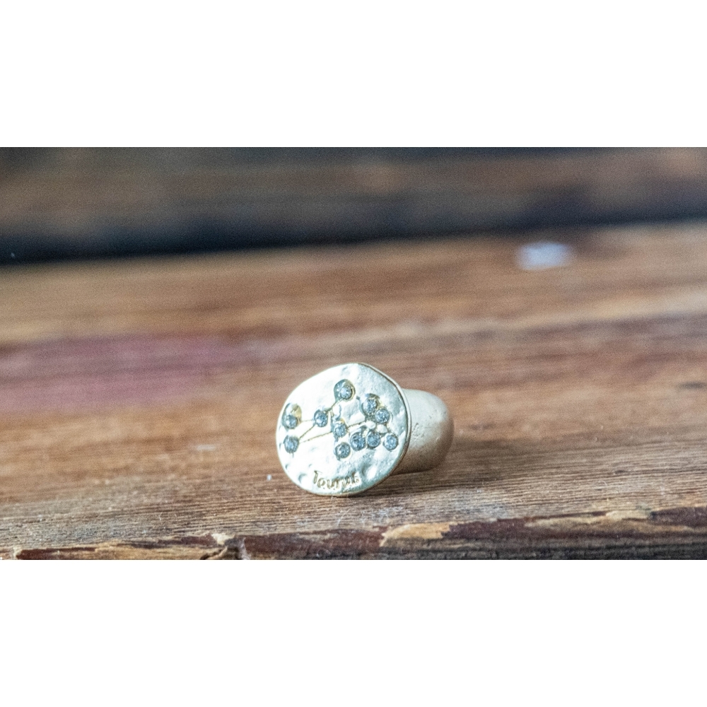 Hammered Gold TAURUS Constellation Ring